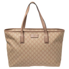 Gucci Pink GG Coated Canvas and Leather Tote