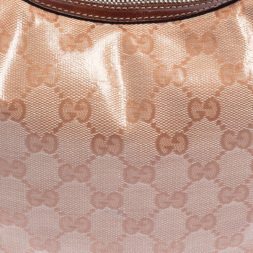 Bolso hobo Duchessa de lona recubierta de cristales GG rosa de Gucci 5