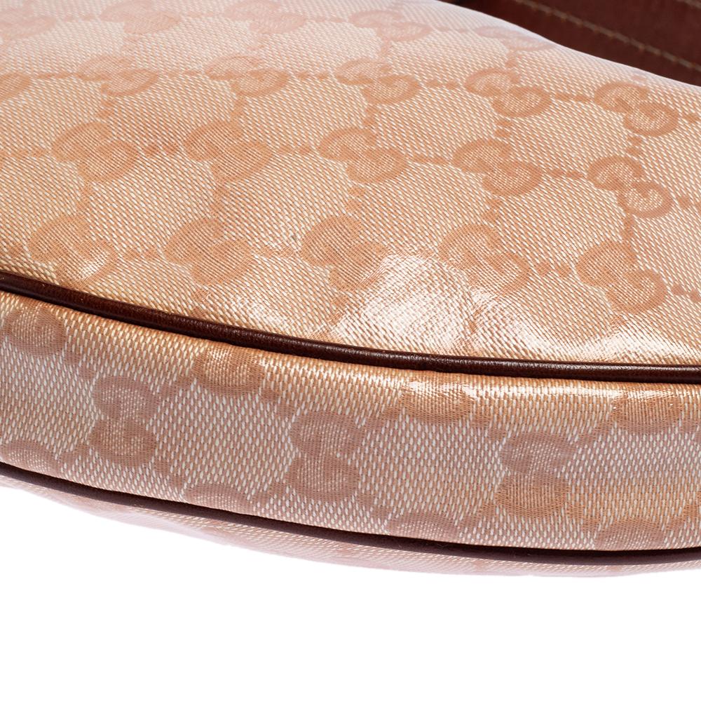 Bolso hobo Duchessa de lona recubierta de cristales GG rosa de Gucci 7