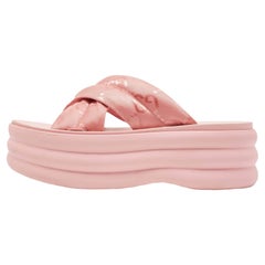 Gucci Pink GG Fabric Platform Slides