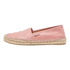 Gucci Pink GG Leather Slip On Espadrilles Flats Size 39.5