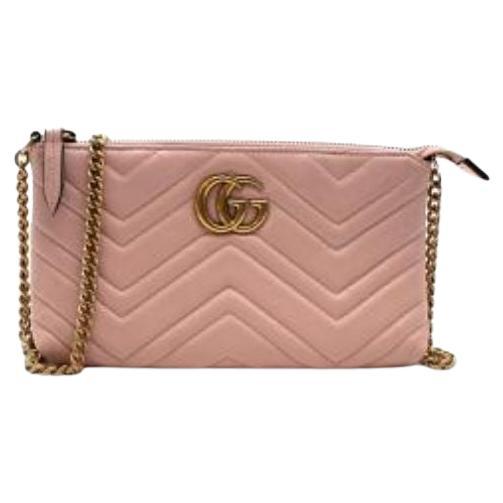 Gucci Marmont Matelasse Shoulder Bag Mini GG Metallic Red/Pink in Calfskin  Leather with Antique Gold-tone - US