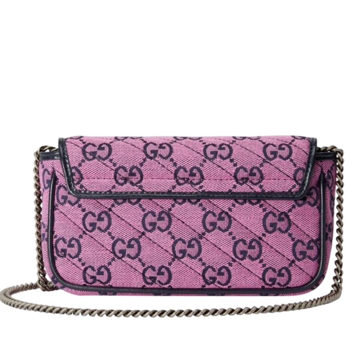 Gris Gucci - Super mini sac rose GG Marmont rose en vente