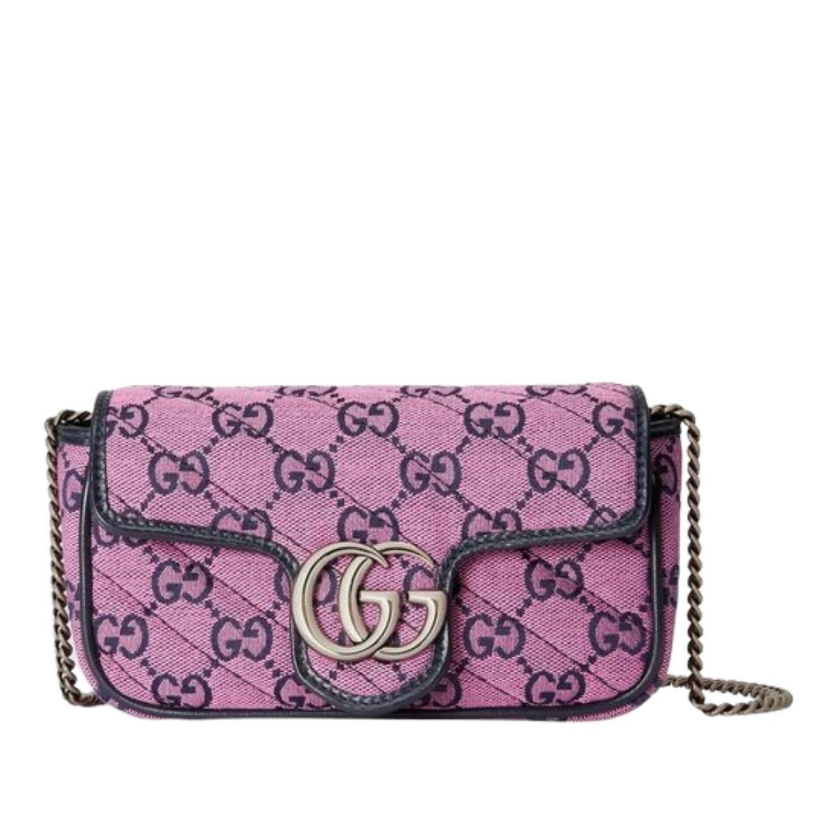 Gray Gucci Pink GG Marmont Pink Super Mini Bag For Sale