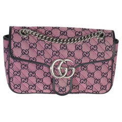 Gucci Pink GG Matelasse Diagonal Canvas Small GG Marmont Shoulder Bag