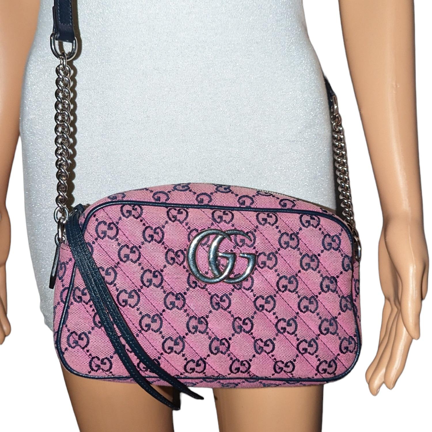 Gucci Pink GG Matelassé Marmont Small Shoulder Bag For Sale 3