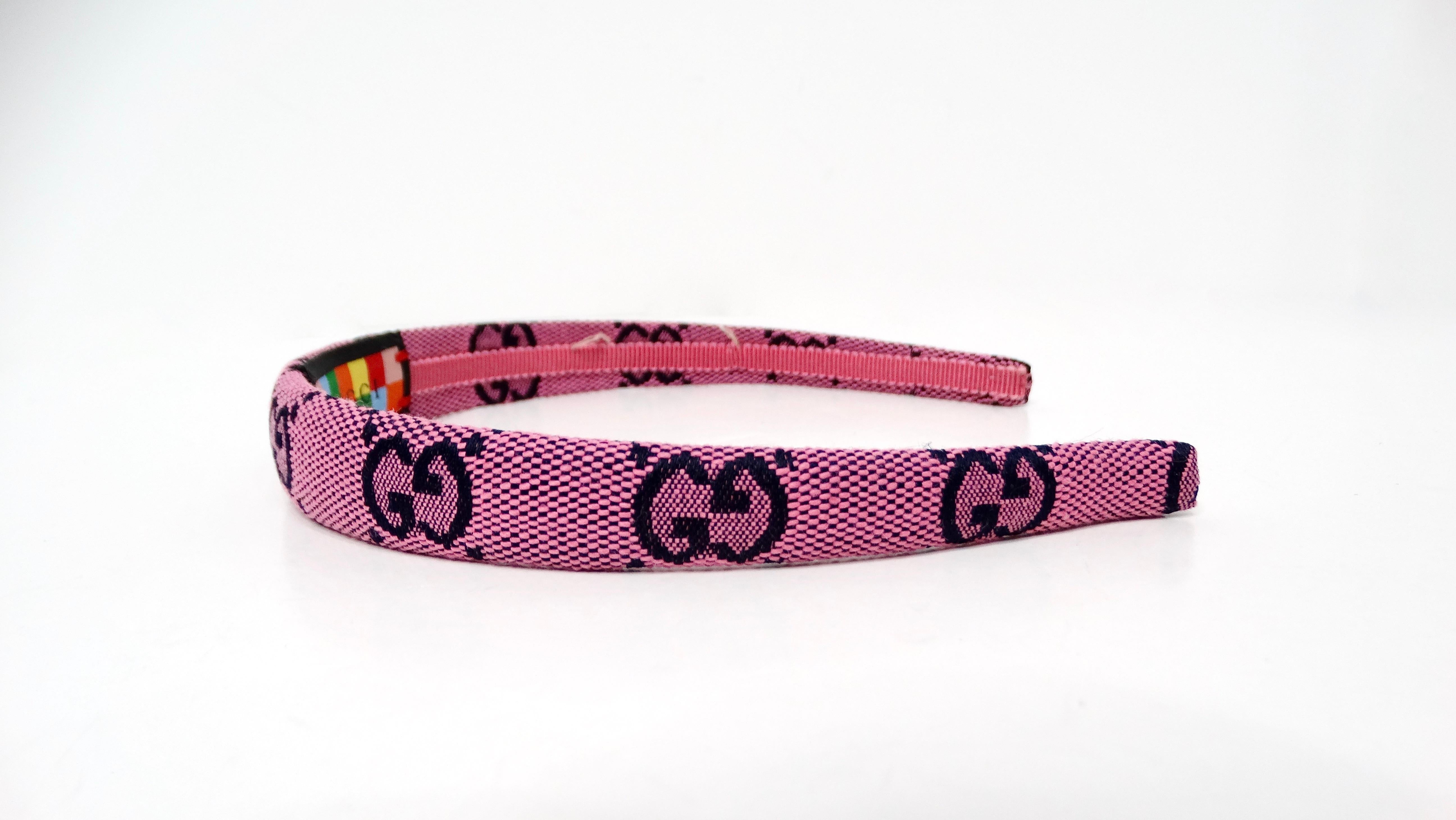 Gucci Pink GG Monogram Canvas Headband In Good Condition For Sale In Scottsdale, AZ