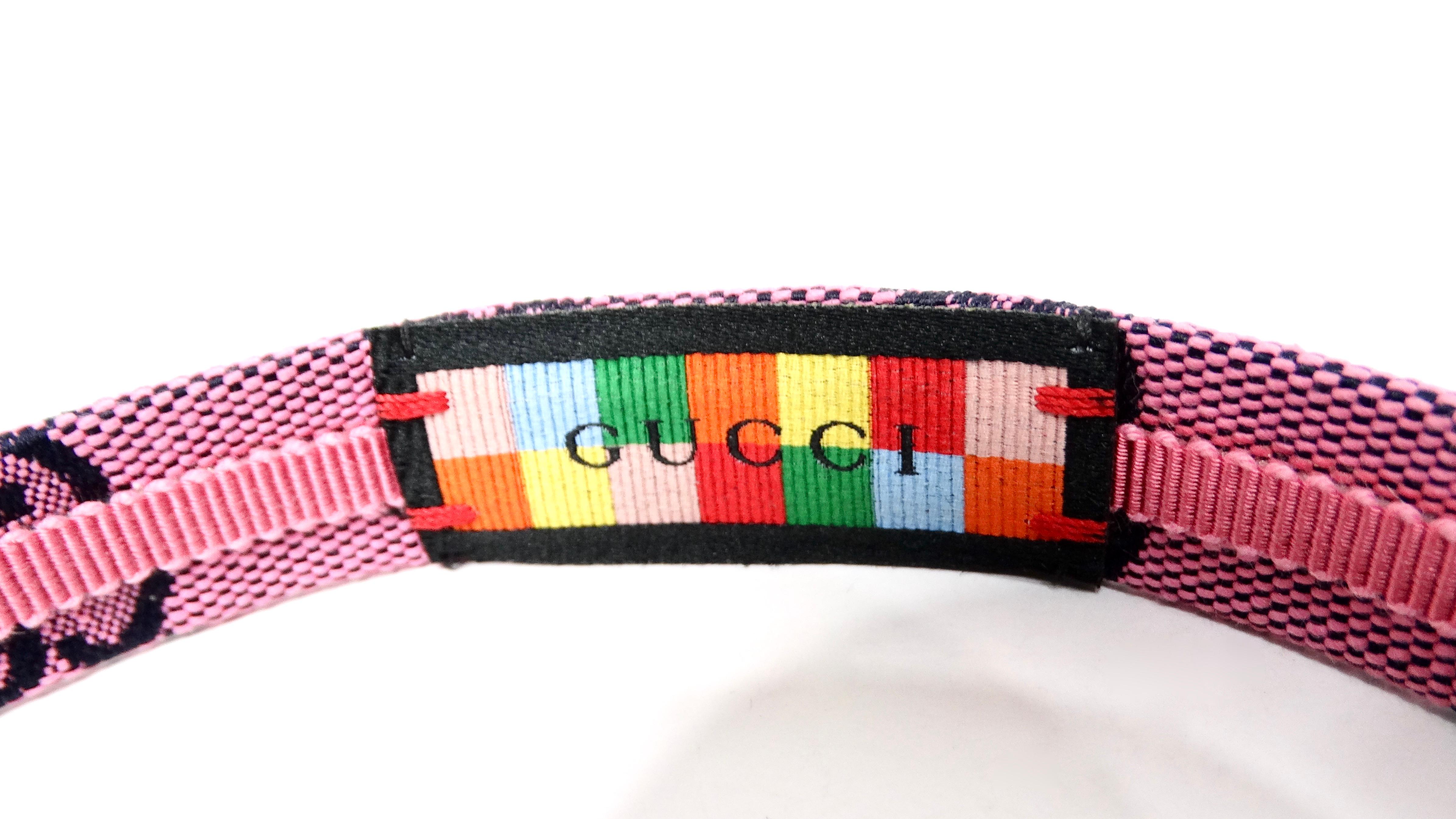 Gucci Pink GG Monogram Canvas Headband For Sale 1