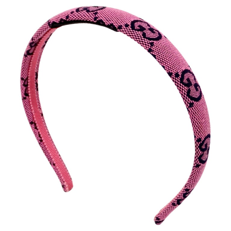 Gucci Pink GG Monogram Canvas Headband For Sale at 1stDibs