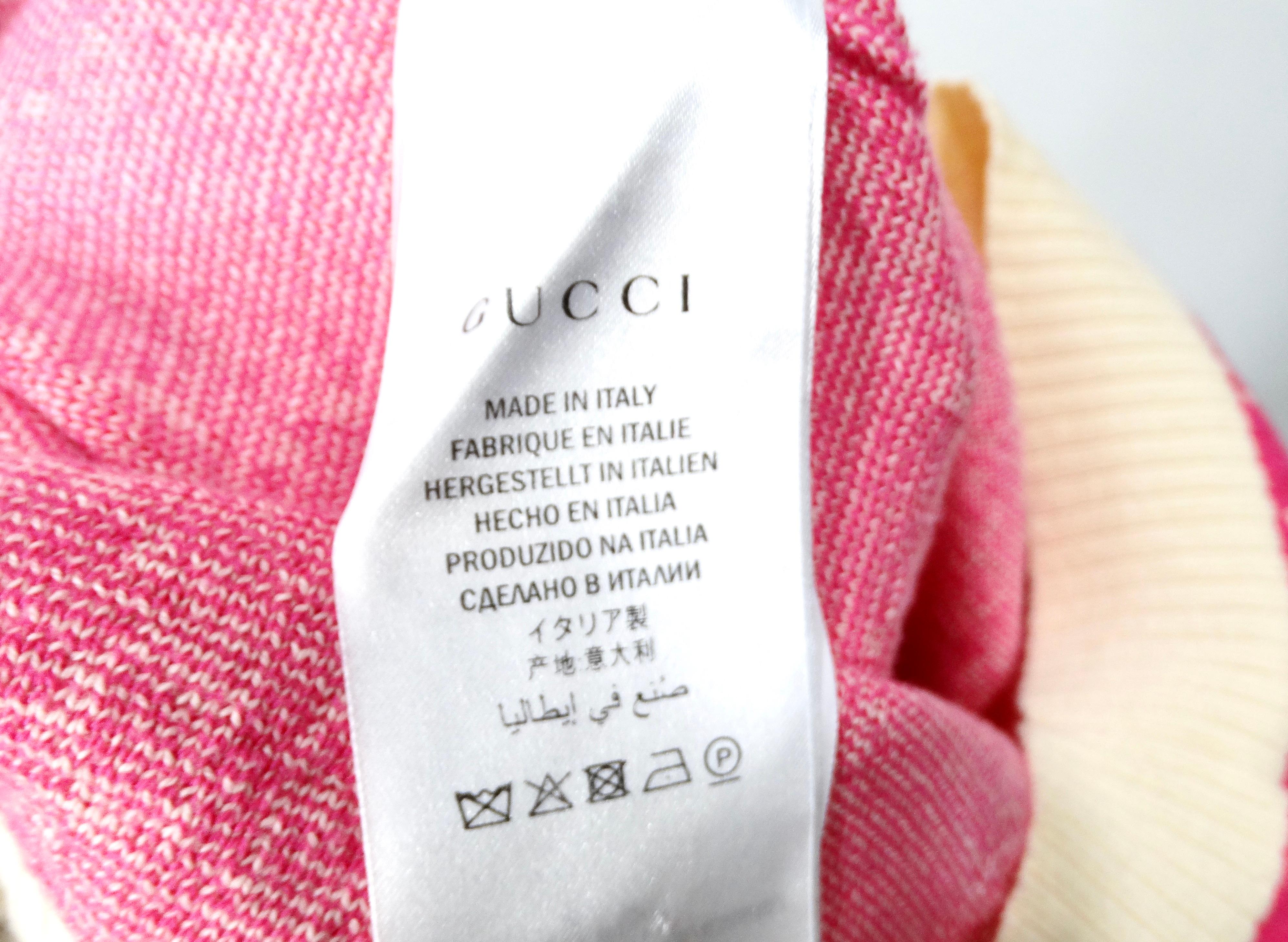 Gucci Pink GG Monogram Logo Cotton Knit Top For Sale 4