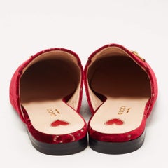 Gucci Rosa GG Velvet Princetown Flat Mules Taglia 38