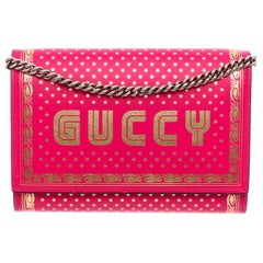 Gucci Pink Gold Sega Logo Moon & Stars Leather Wallet on Chain Shoulder WOC Bag 