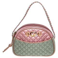Gucci Pink Green Metallic Dome Trapuntata Crossbody Bag
