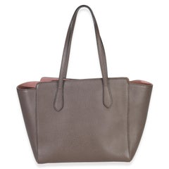 Gucci Pink Grey Pebbled Calfskin Medium Swing Tote