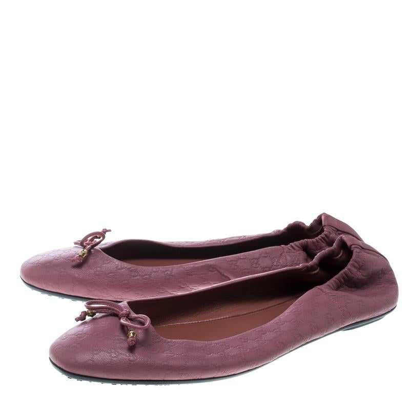 Gucci Pink Guccissima Leather Bow Detail Ballet Flats Size 39 1