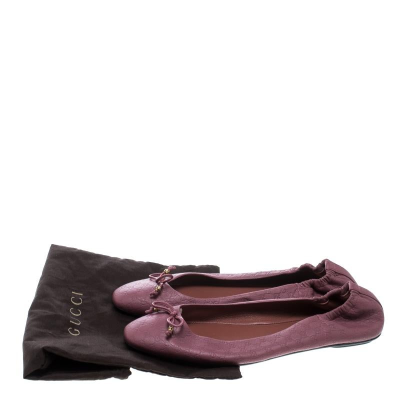 Gucci Pink Guccissima Leather Bow Detail Ballet Flats Size 39 2