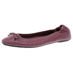 Gucci Pink Guccissima Leather Bow Detail Ballet Flats Size 39