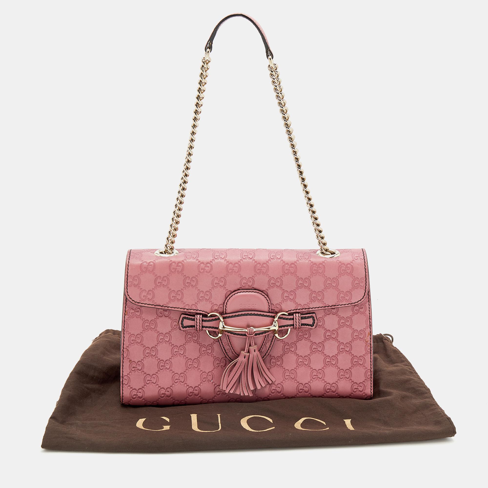 Gucci Pink Guccissima Leather Emily Chain Shoulder Bag 5