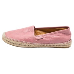 Gucci Pink Guccissima Leather Espadrille Flats Size 41