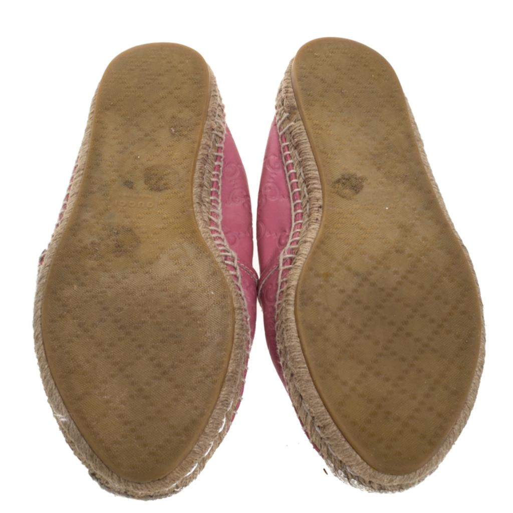 Brown Gucci Pink Guccissima Leather Espadrille Loafers Size 39