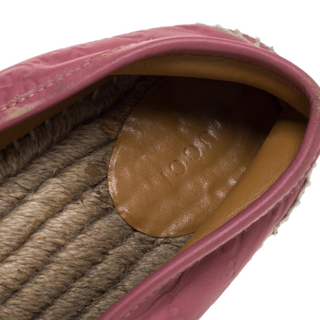 Gucci Pink Guccissima Leather Espadrille Loafers Size 39 In Good Condition In Dubai, Al Qouz 2