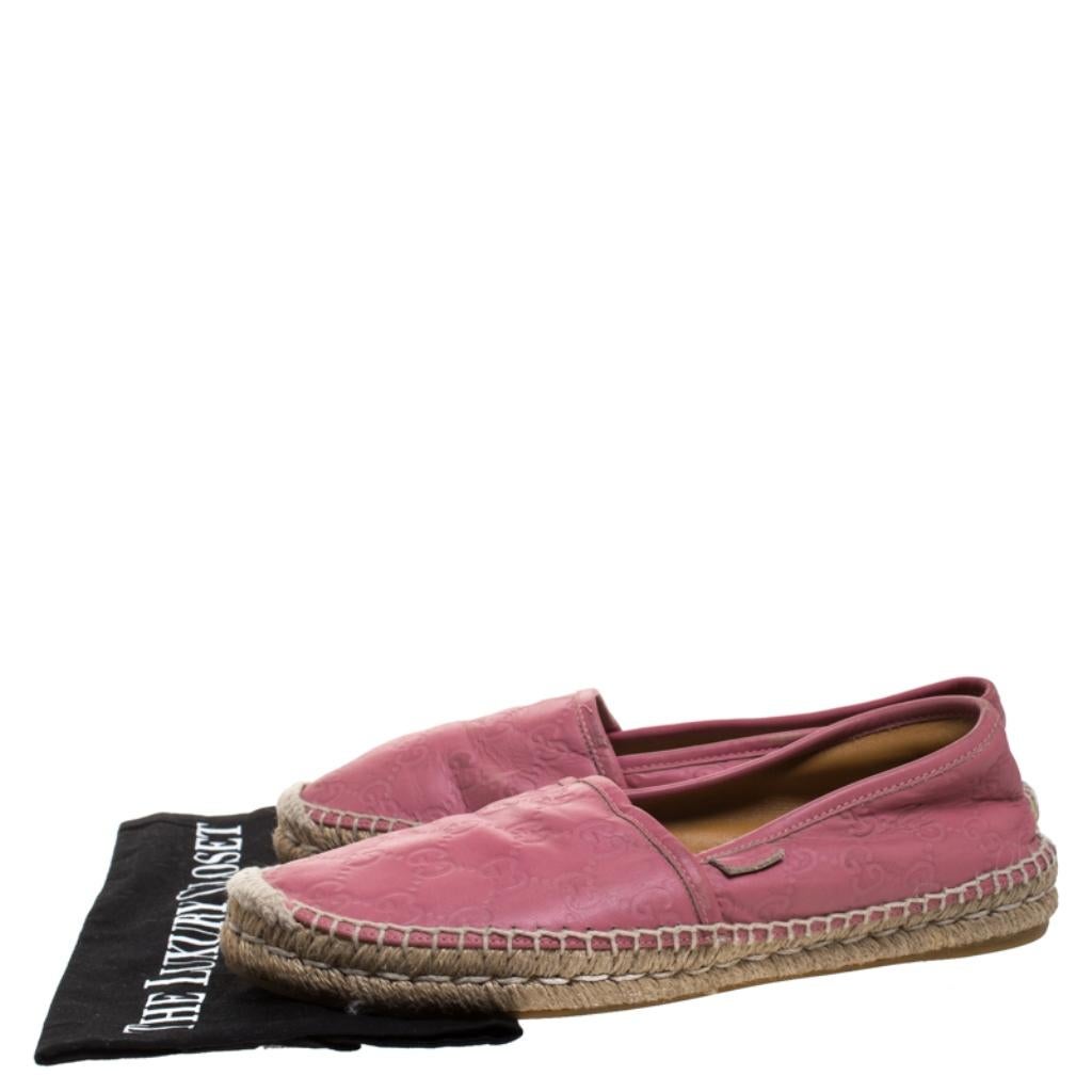 Women's Gucci Pink Guccissima Leather Espadrille Loafers Size 39