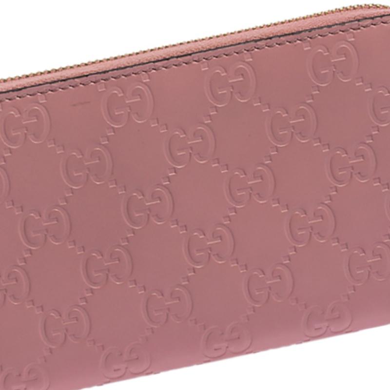 Gucci Pink Guccissima Leather GG Icon Zip Around Wallet 4