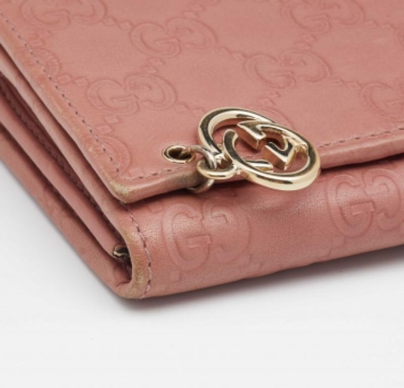 Gucci Pink Guccissima Leather Interlocking G Continental Wallet For Sale 5