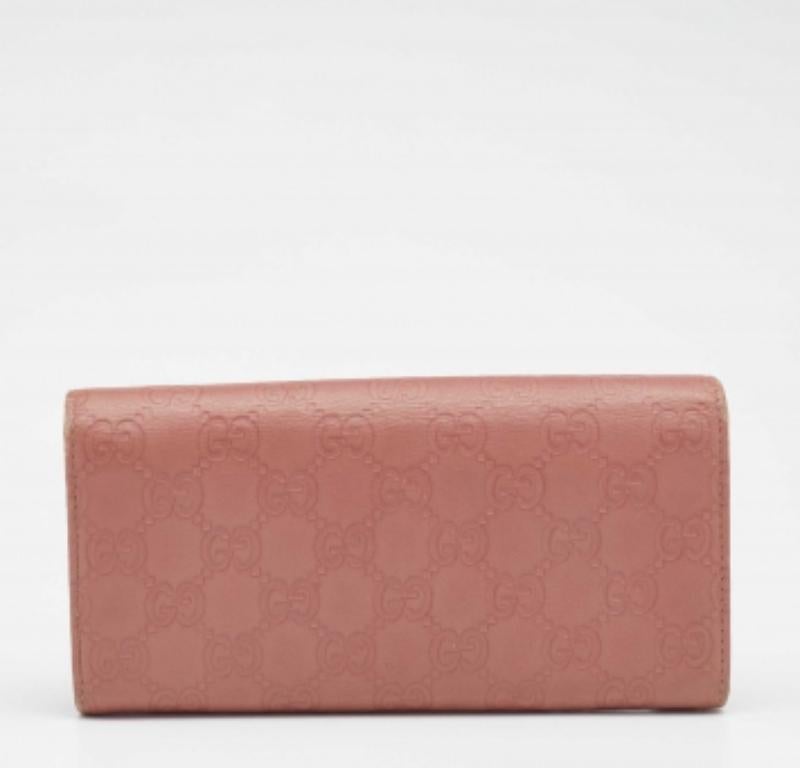 Brown Gucci Pink Guccissima Leather Interlocking G Continental Wallet For Sale