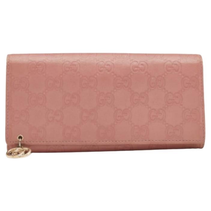 Gucci Pink Guccissima Leather Interlocking G Continental Wallet For Sale