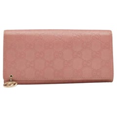 Gucci Pink Guccissima Leather Interlocking G Continental Wallet