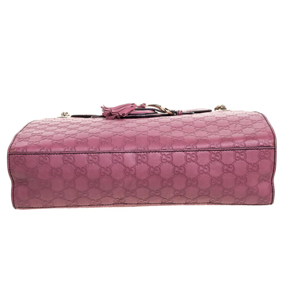Women's Gucci Pink Guccissima Leather Large Emily Chain Shoulder Bag