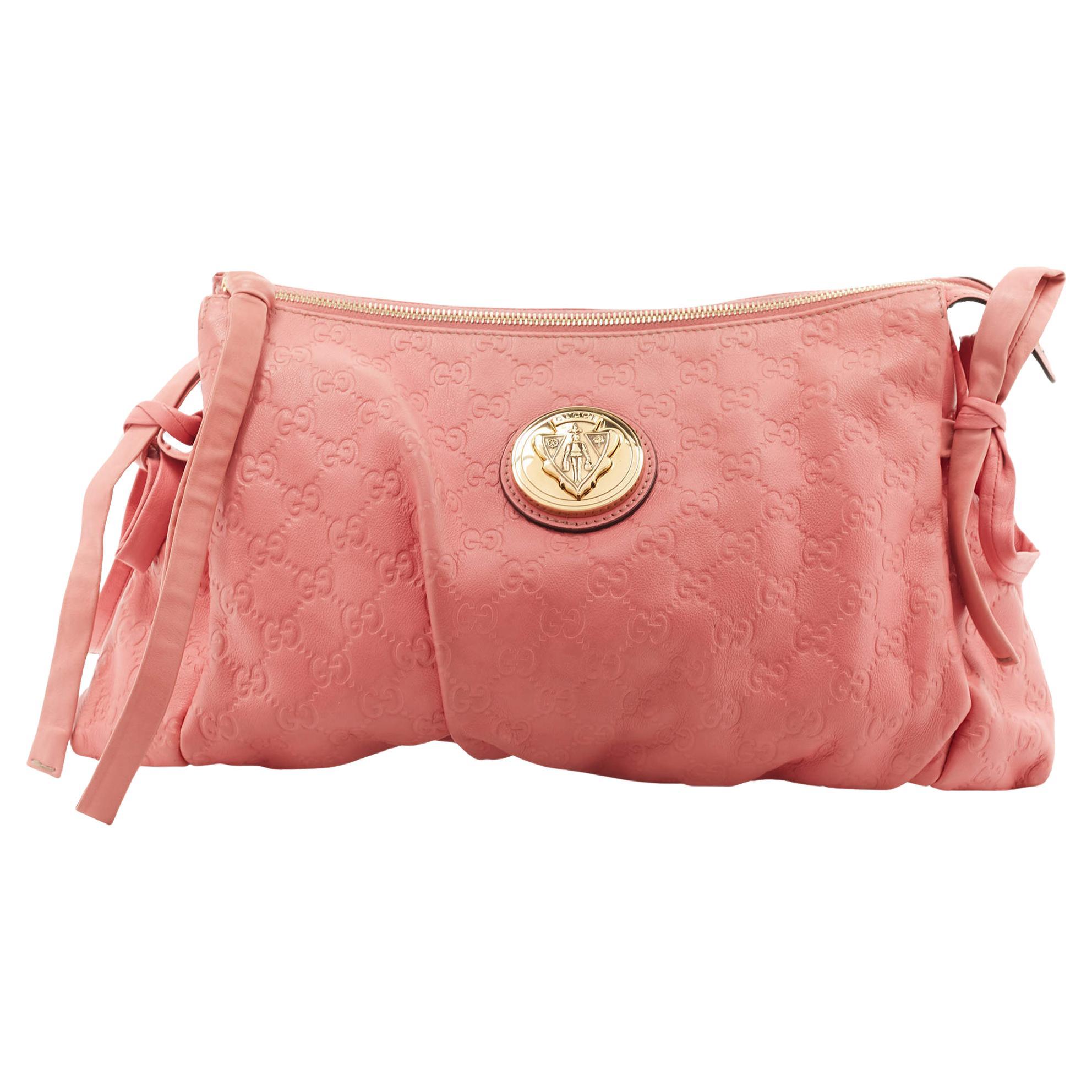 Gucci Pink Guccissima Leather Large Hysteria Wristlet Clutch