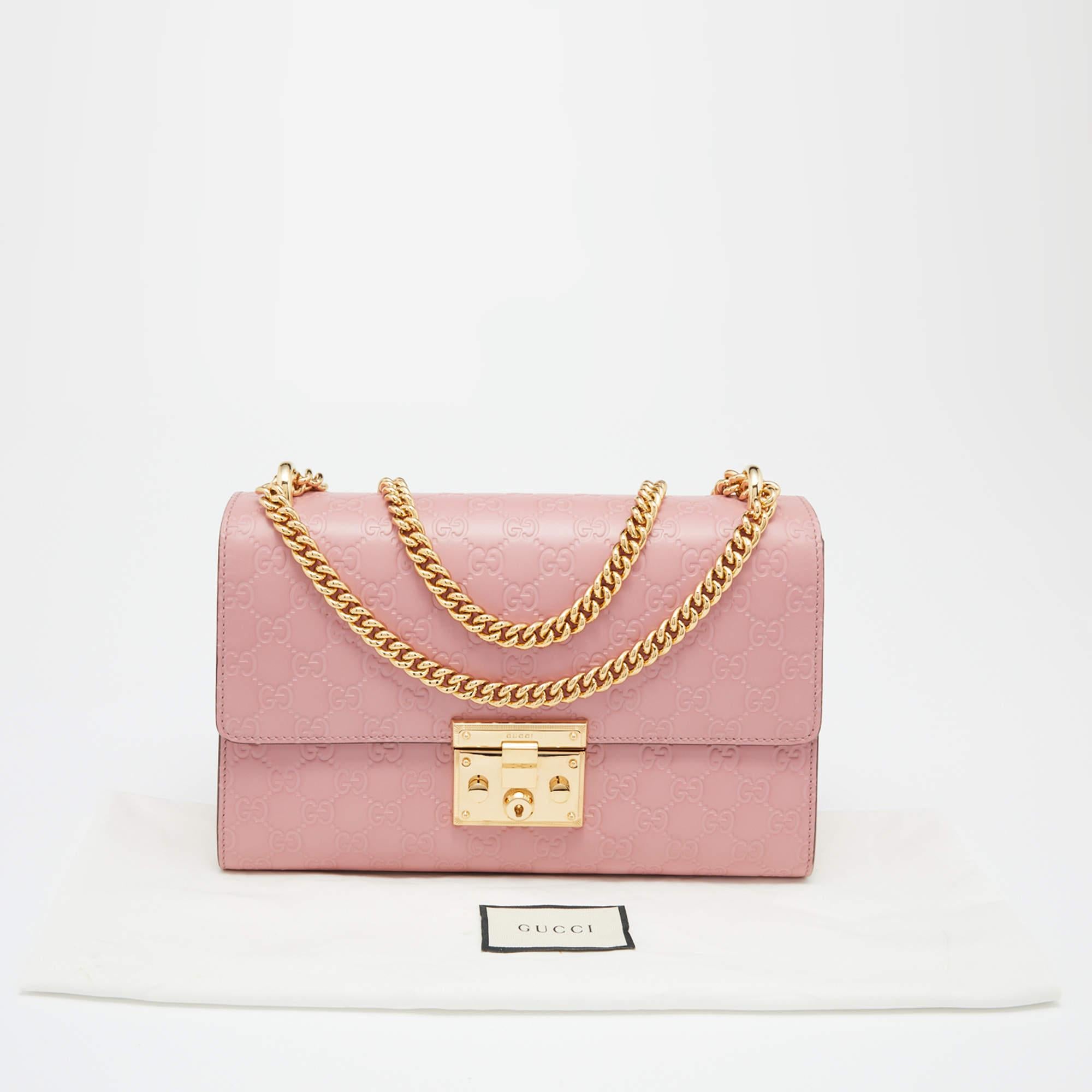 Gucci Pink Guccissima Leather Medium Padlock Shoulder Bag 6