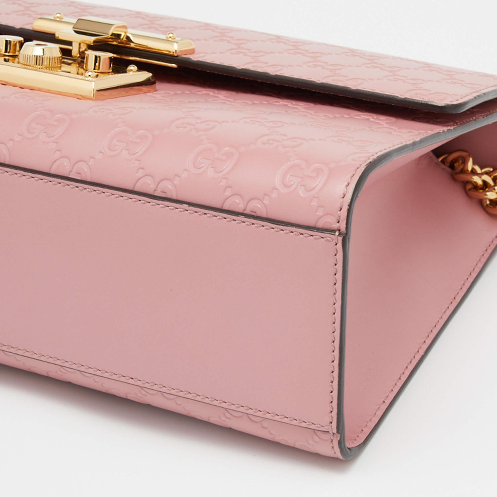 Gucci Pink Guccissima Leather Medium Padlock Shoulder Bag 2