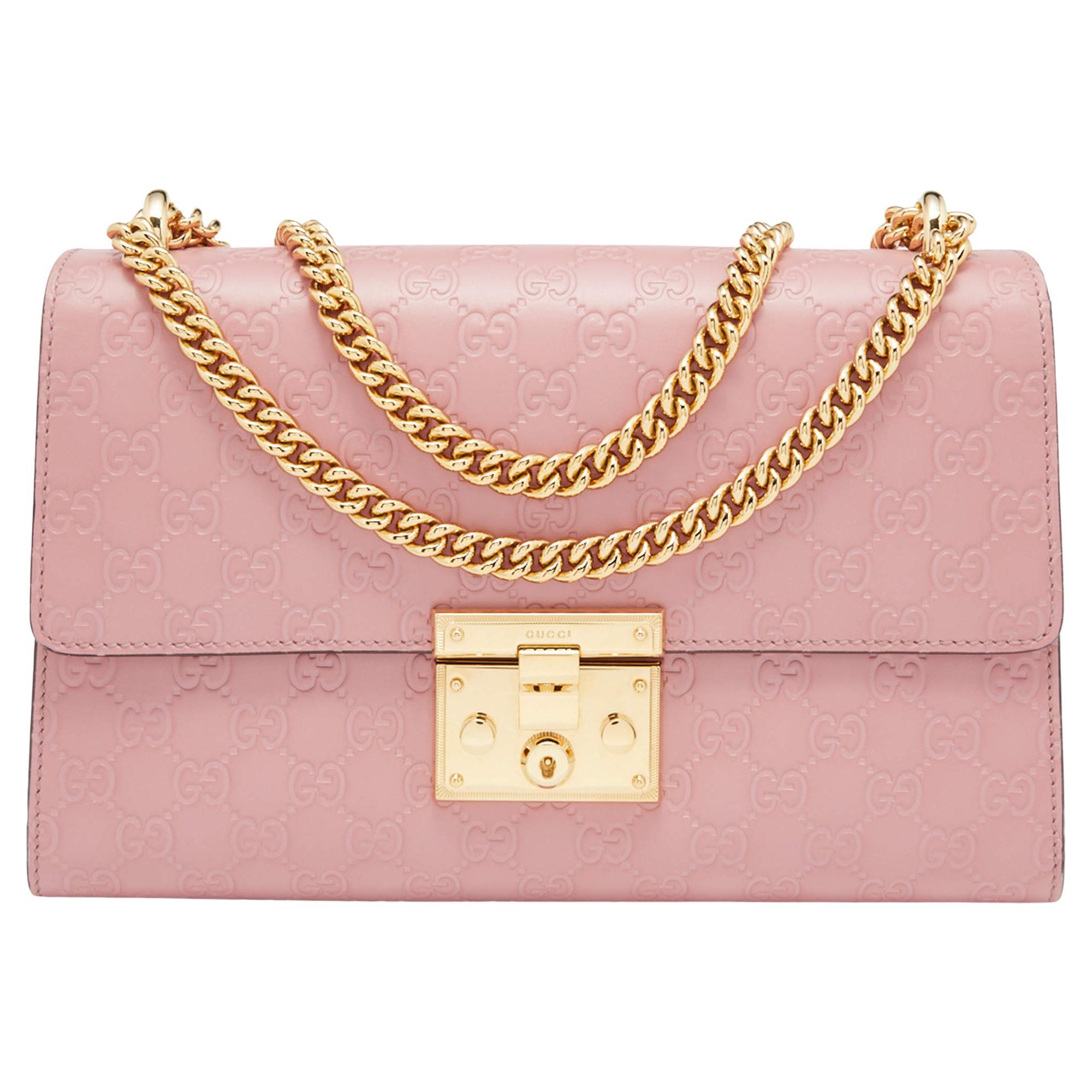 Gucci Pink Guccissima Leather Medium Padlock Shoulder Bag