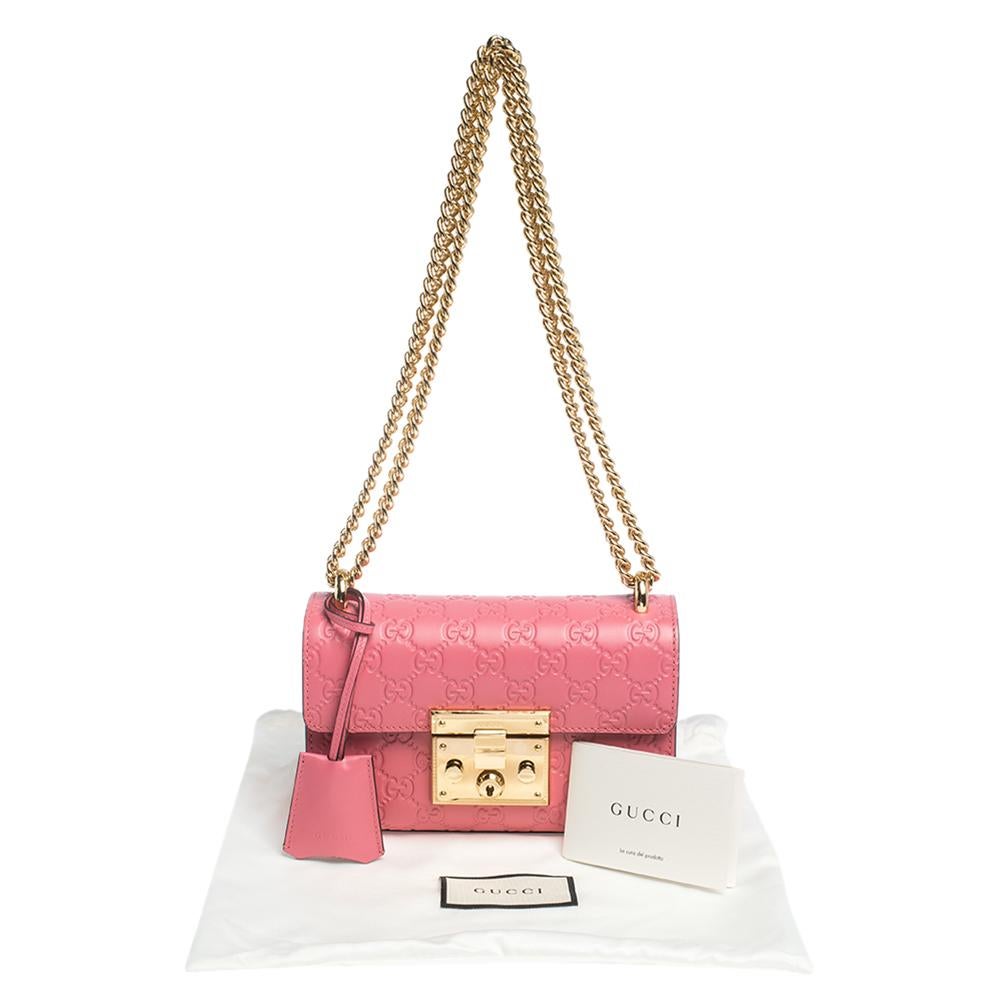 Gucci Pink Guccissima Leather Small Padlock Shoulder Bag 5