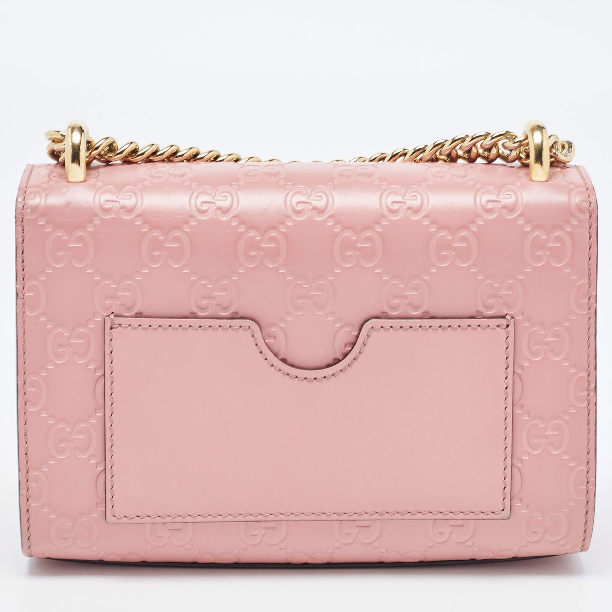 Beige Gucci Pink Guccissima Leather Small Padlock Shoulder Bag For Sale