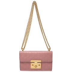 Gucci Pink Guccissima Leather Small Padlock Shoulder Bag