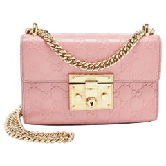 Used Gucci Pink Guccissima Leather Small Padlock Shoulder Bag