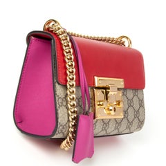 GUCCI pink hibiscus PADLOCK SMALL GG SUPREME Shoulder Bag