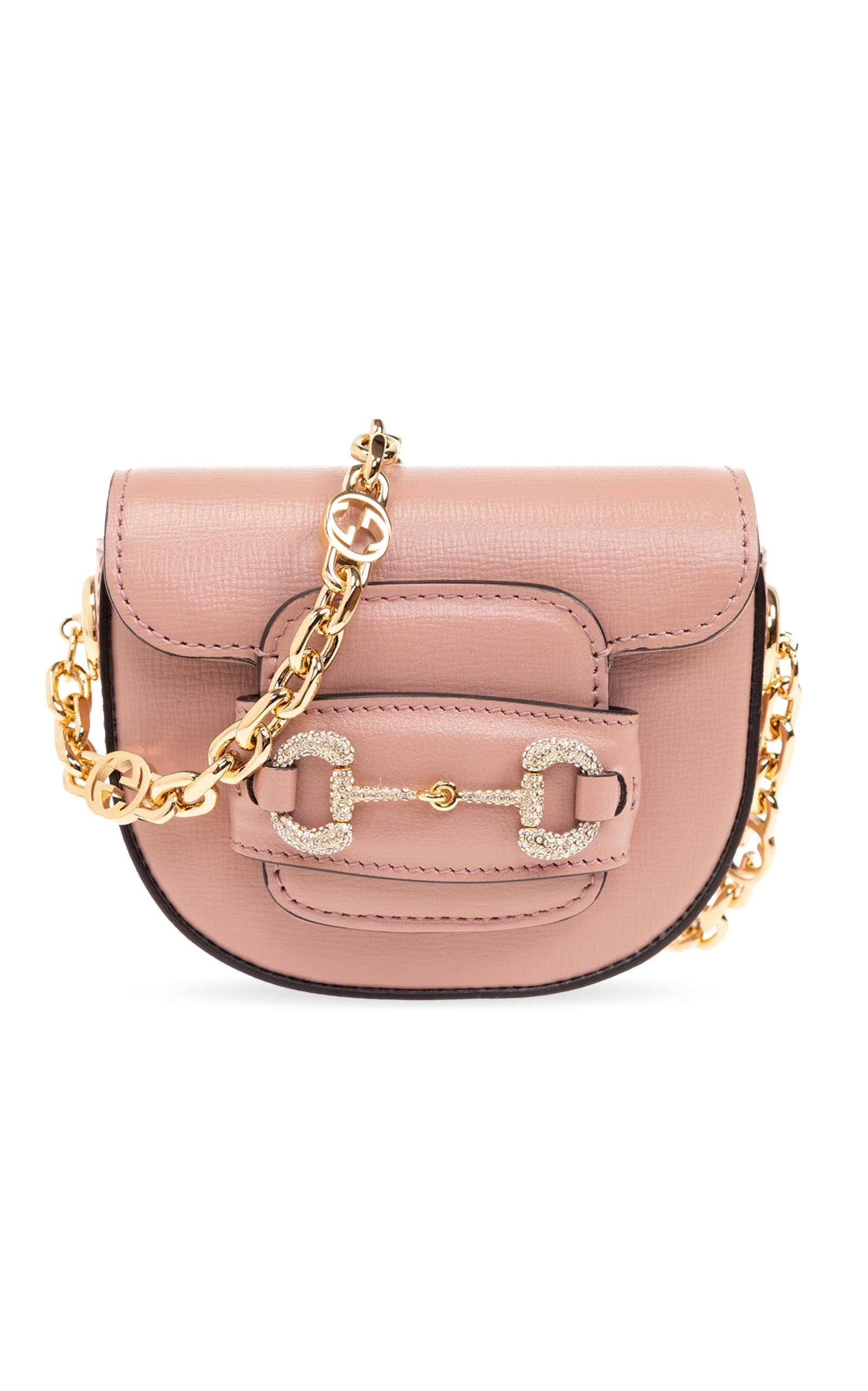 Beige Gucci Pink Horsebit 1955 Belt Bag For Sale