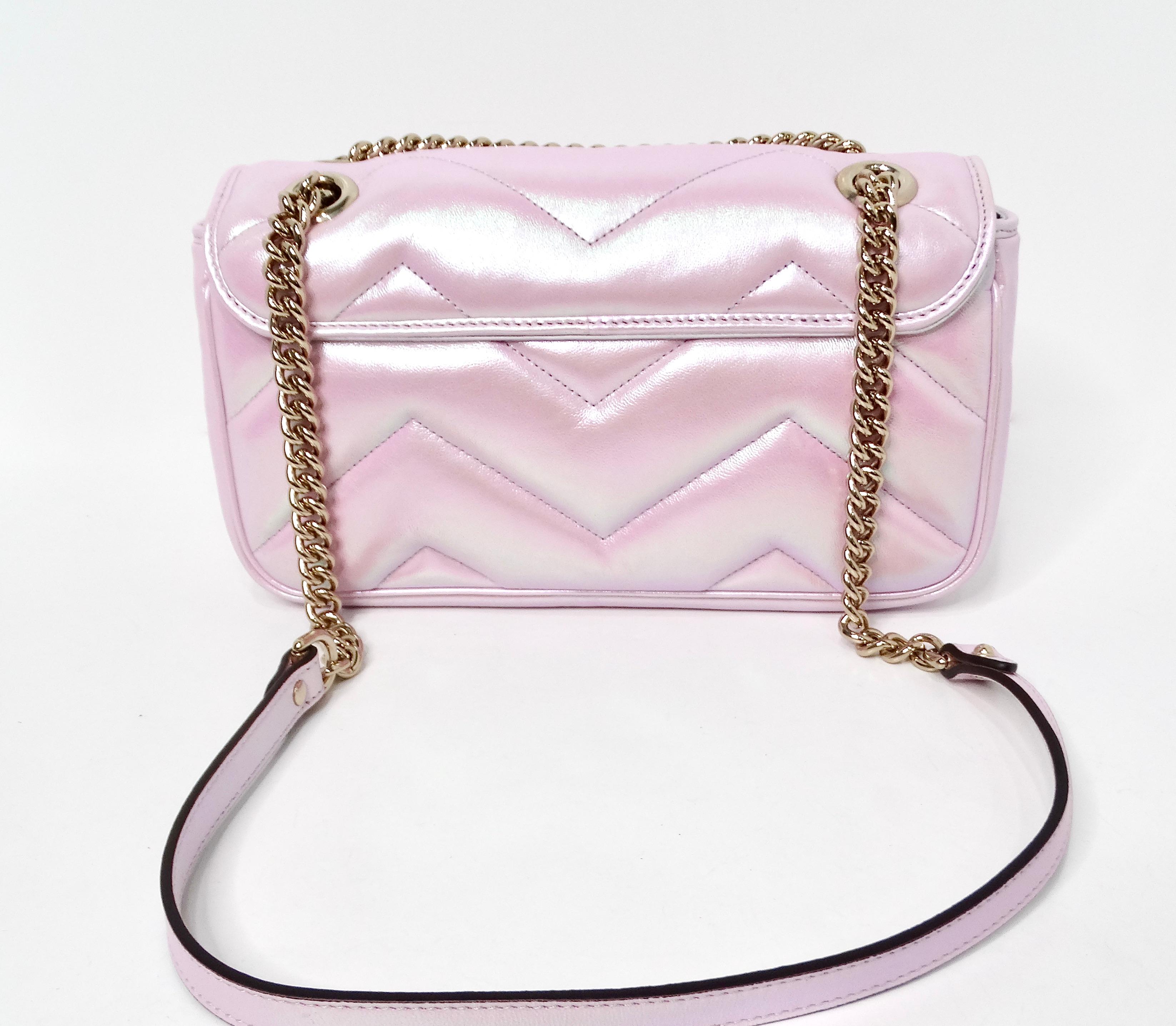 Bolso Gucci Rosa Napa Iridiscente Chevron Matelasse GG en Bueno estado para la venta en Scottsdale, AZ