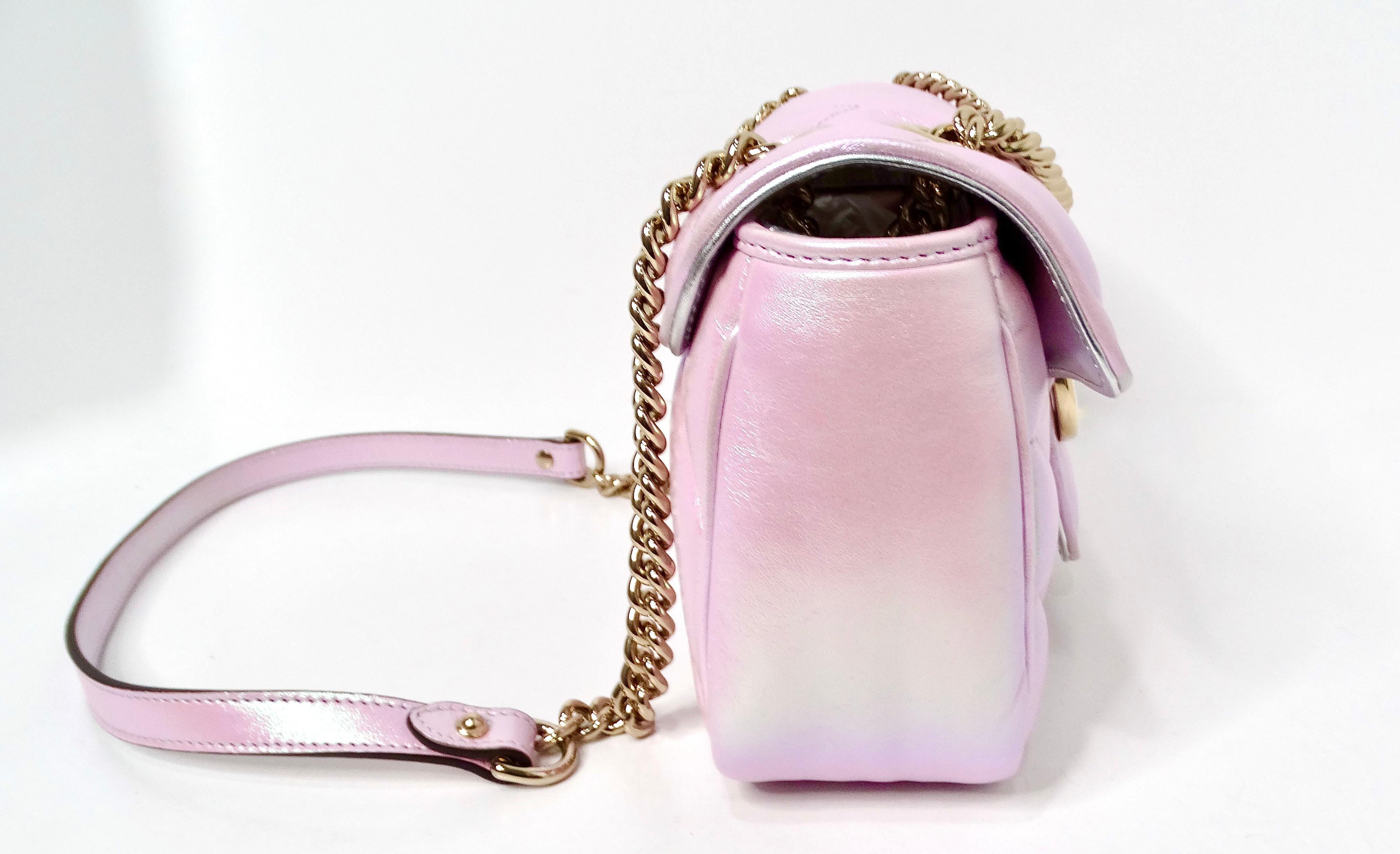 De las mujeres Bolso Gucci Rosa Napa Iridiscente Chevron Matelasse GG en venta