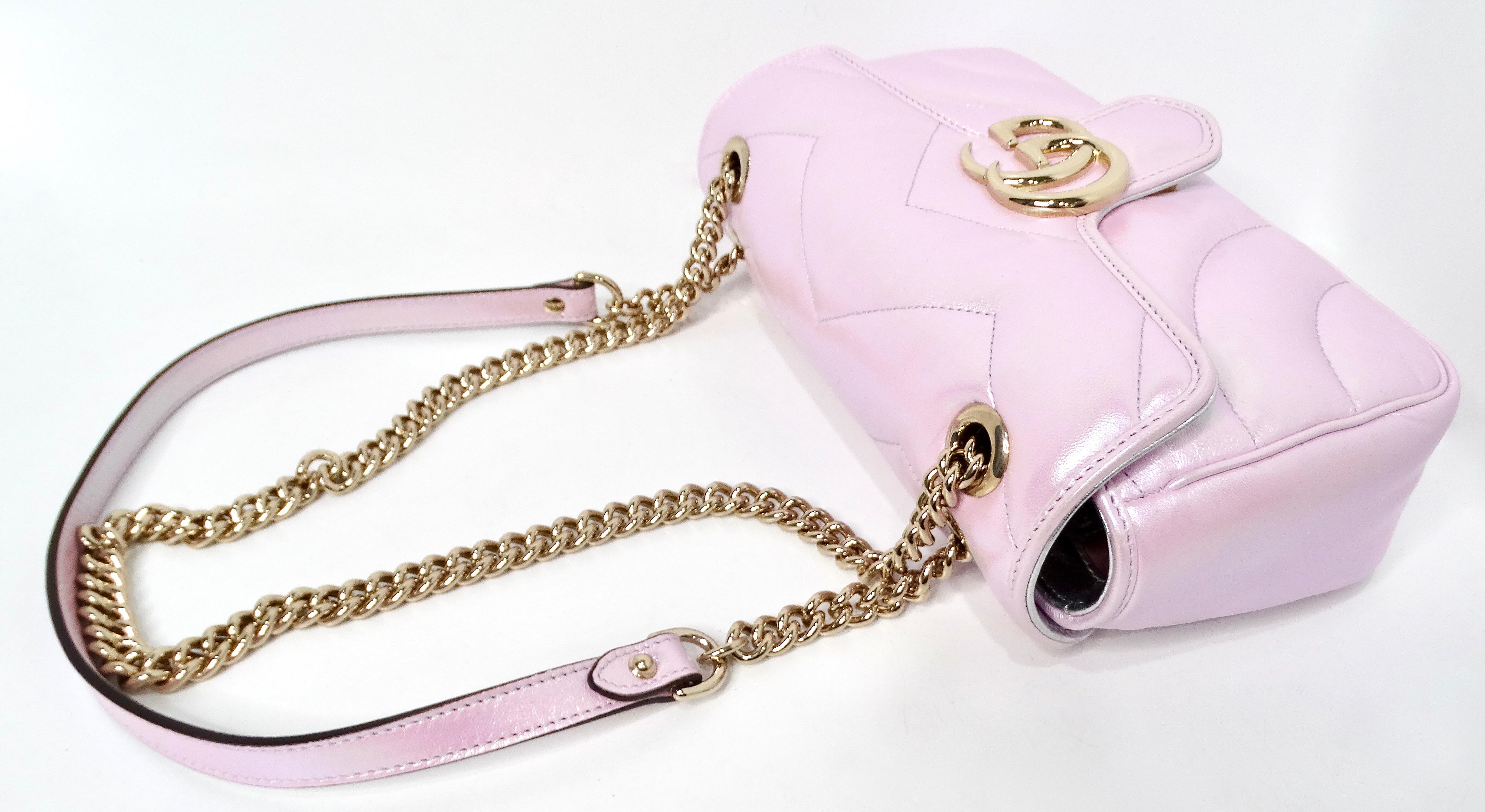 Bolso Gucci Rosa Napa Iridiscente Chevron Matelasse GG en venta 2