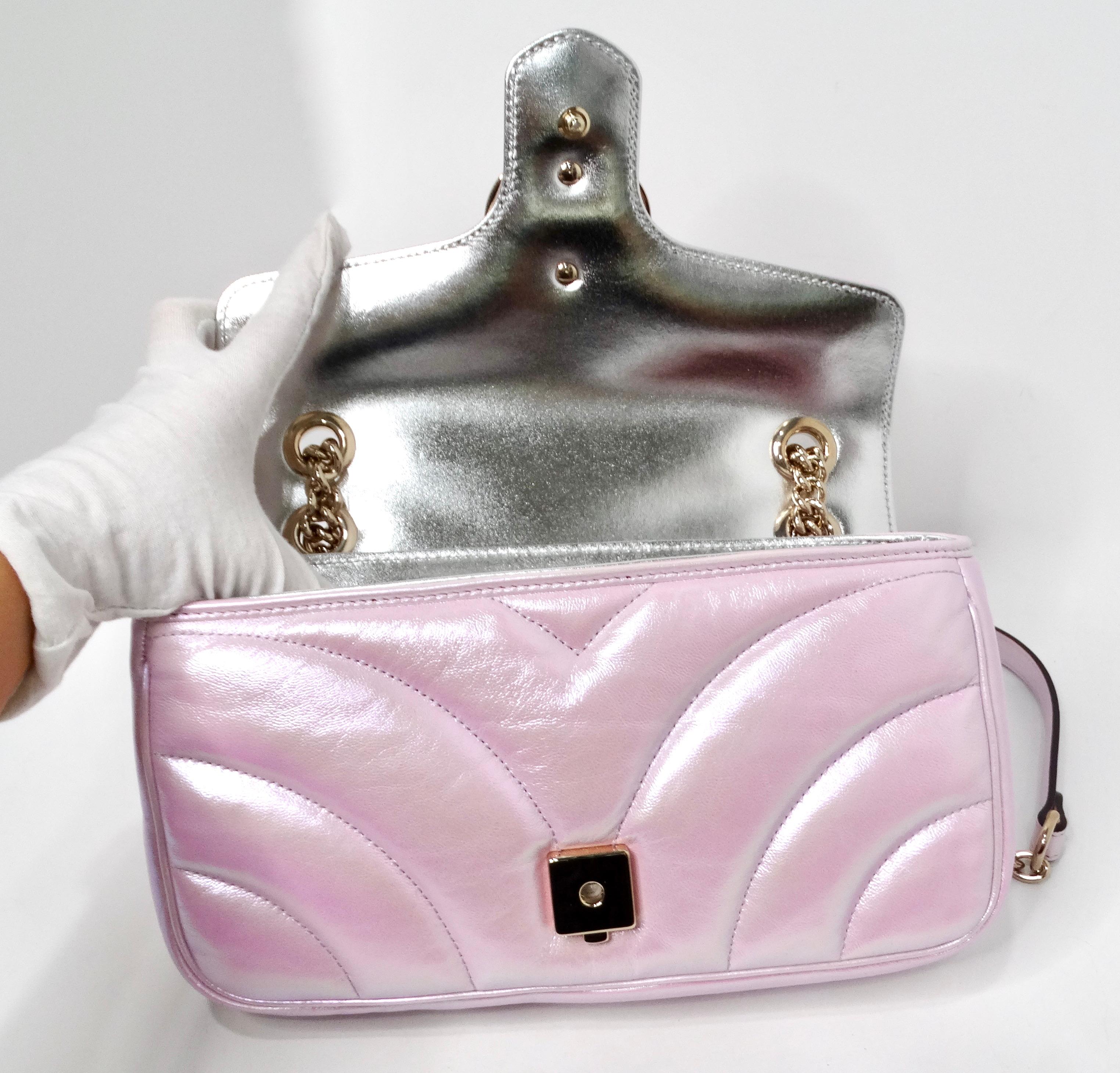 Bolso Gucci Rosa Napa Iridiscente Chevron Matelasse GG en venta 3