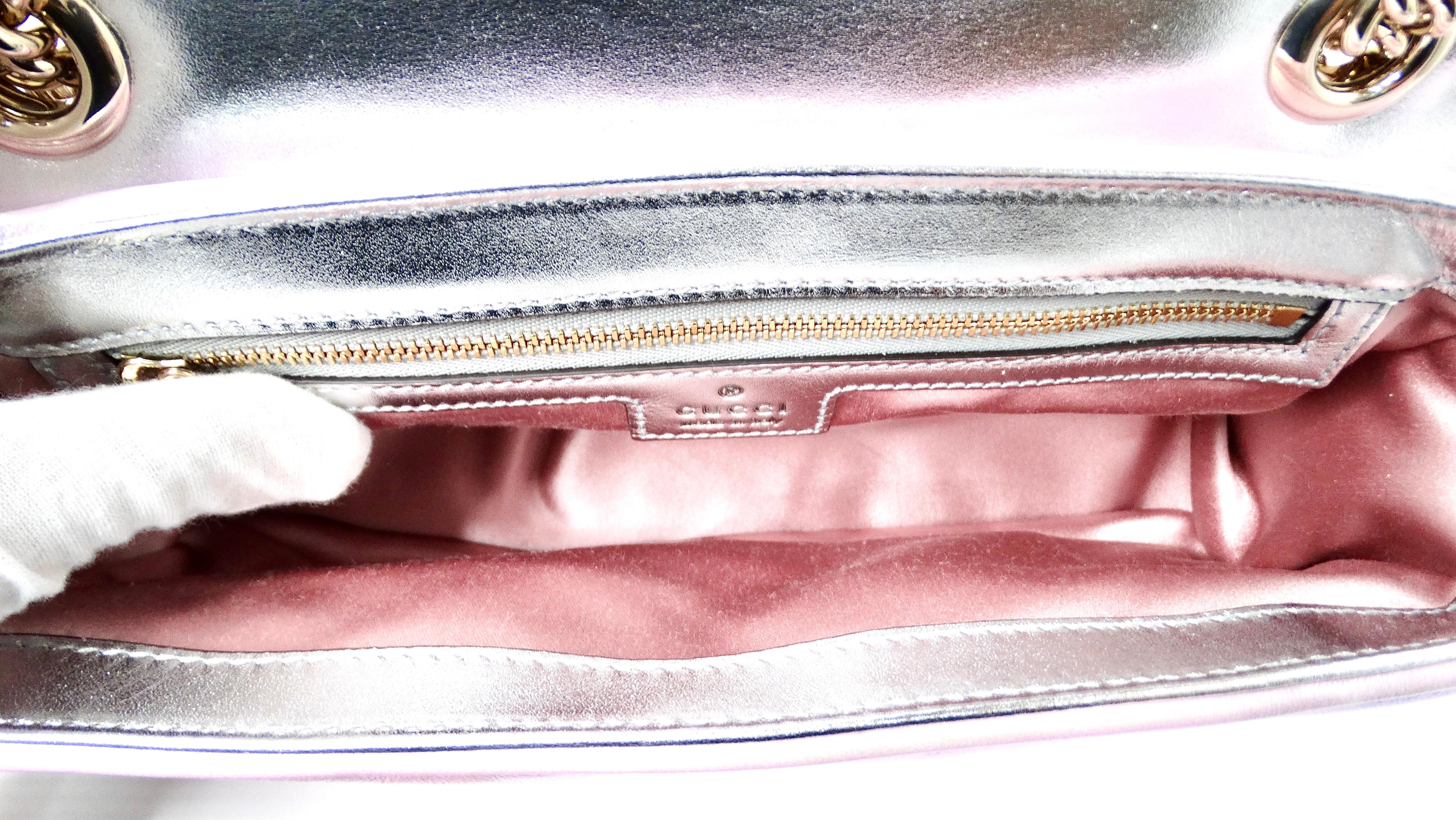 Bolso Gucci Rosa Napa Iridiscente Chevron Matelasse GG en venta 4