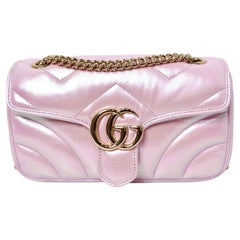 Gucci Pink Iridescent Nappa Chevron Matelasse GG Shoulder Bag