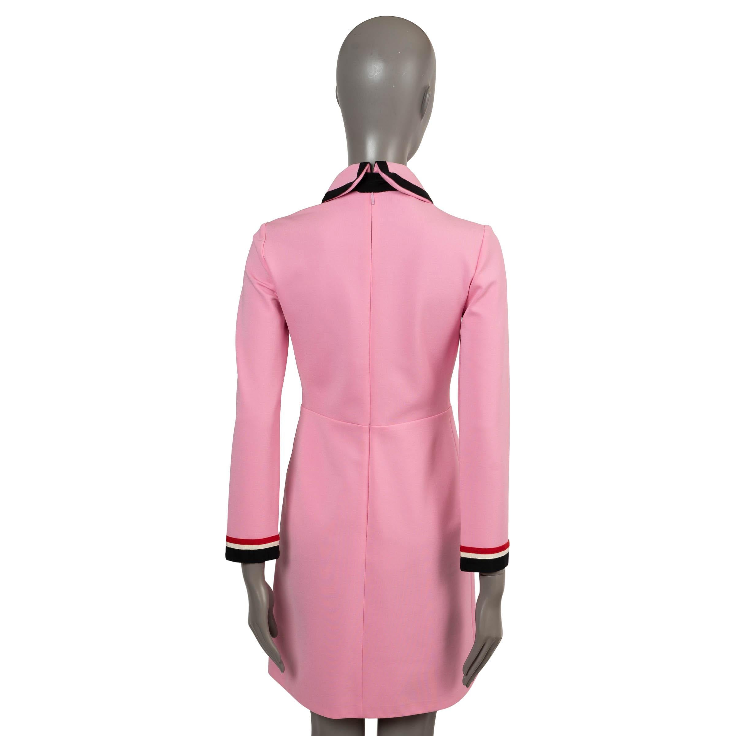 GUCCI pink jersey 2018 GROSGRAIN TRIM MINI Dress S In Excellent Condition In Zürich, CH