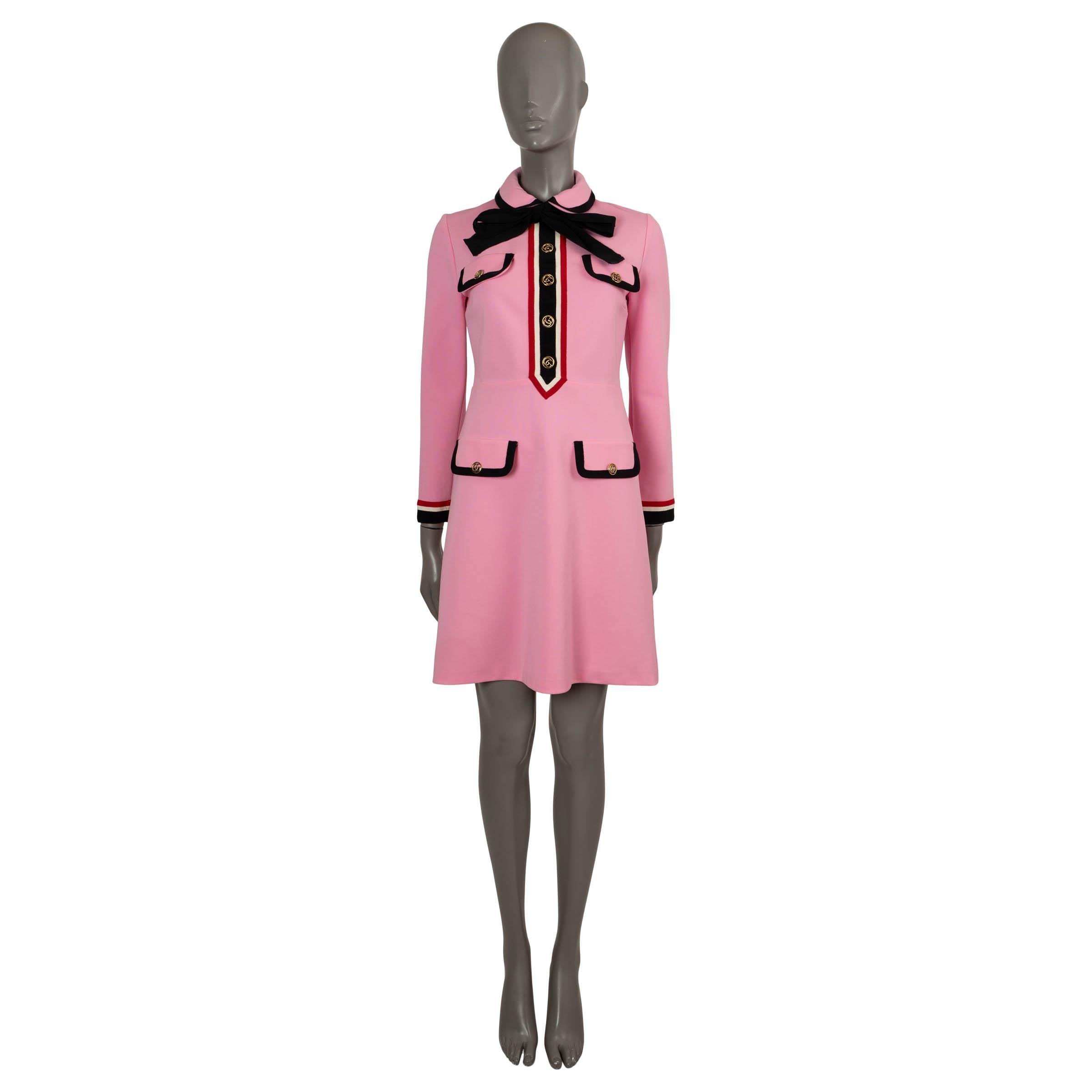 Women's GUCCI pink jersey 2018 GROSGRAIN TRIM MINI Dress S